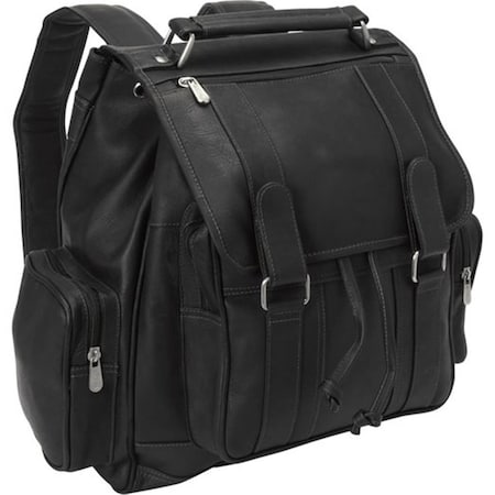 3000 - BLK Double Loop Flap - Over Laptop Backpack - Black